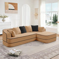 Boneless Sectional Couch with Memory Foam &amp Deep Seat Modular Sectional Sofa with Teddy Fabric for Living Room Cloud Couch with Facing Chaise No Assembly Required (Camel3 seat Right L)