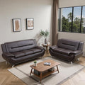 Modern Sofa and Loveseat Set Faux Leather 3 Seater Sofa 2 Seater Loveseat Button Tufted Seat Cushion Sectional Couches Living Room Furniture SetsBrown