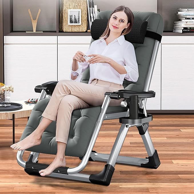 LILYPELLE Comfy Folding Chair Folding Lounge Chair for Bedroom and Living Room Folding Reclining Patio Chairs with Removable Cushion for Indoor Outdoor