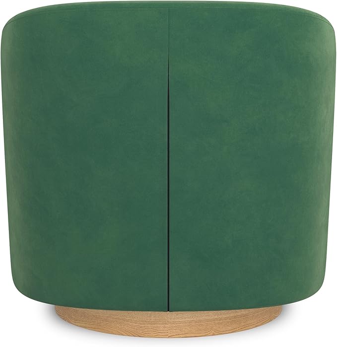 Swivel Accent Chair Upholstered Modern Barrel-Curved Arm Chair Velvet Fabric Comfty Sofa Reading Chair with Solid Wood Base for Living Room Bedroom Club Forest Green