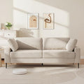 84.3 Modern Loveseat Sofa Comfy Couches with Spring Cushion Solid with Wood Frame 2 Pillows Included Mid Century Modern Design Home Sofa for Living Room Off White