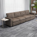 Modern Brown Modular Sofa with Deep Seating Soft Cushions Sectional Couch Available in Loveseat or Multi-Seat Options Minimalist Design for Office Living Room or Bedroom (4-Seater Sofa)