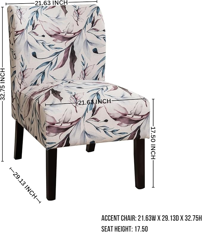 Roundhill Furniture Capa Print Fabric Armless Contemporary Accent Chair Purple Floral