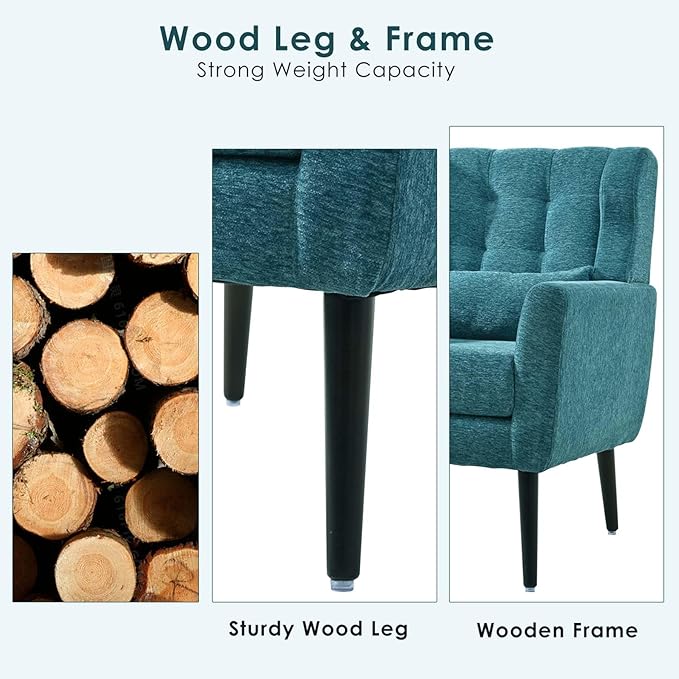 Modern Accent Chair&ampWingback Chair&ampLiving Room Chairs ComfySmall Arm Chair&ampClub Chair&ampSide Chairs for Living RoomSingle Chairs Living Room with Waist Pillow for Small SpaceOffice (T