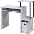 Rectangular Antique White and Black Work Study Computer Desk with Keyboard Tray Office Desk with Storage Spacious Surface