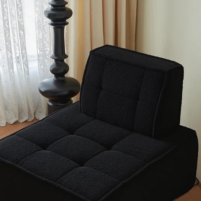 PurrJoys Modular Sectional 3-Seater Sofa 3-Piece Deep Seat Corduroy Lounge Sofa Small 3-Seater Couch for Living Room Bedroom Apartment Black