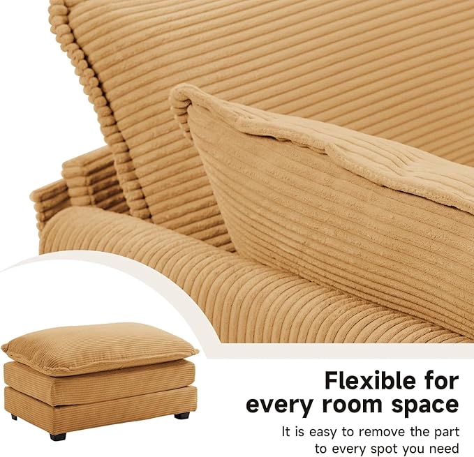 78 Loveseat Sofa for Living Room Modern 2 Seater Corduroy Sofa Couch for Bedroom OfficeYellow