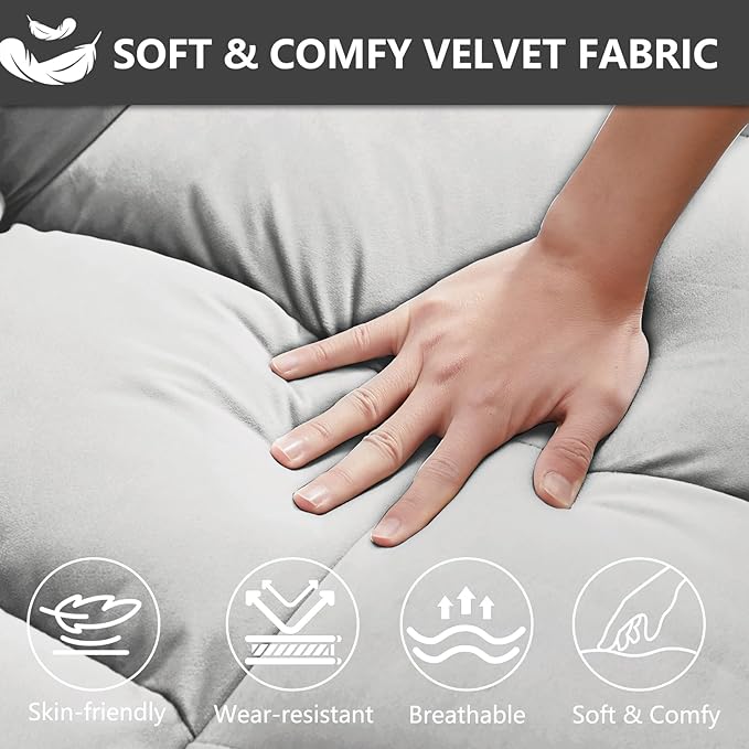 53'' Convertible Sleeper Sofa Bed Modern Velvet Fabric Adjustable Backrest Side Pocket and 2 Pillows 3-in-1 Pull Out Loveseat Couch for Living Room Bedroom Small Spaces Beige