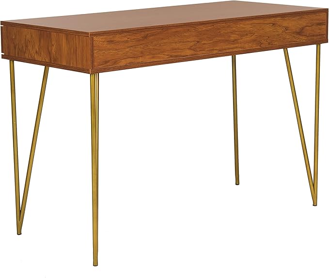 Safavieh Home Office Pine Modern Natural and Gold 2-drawer Desk