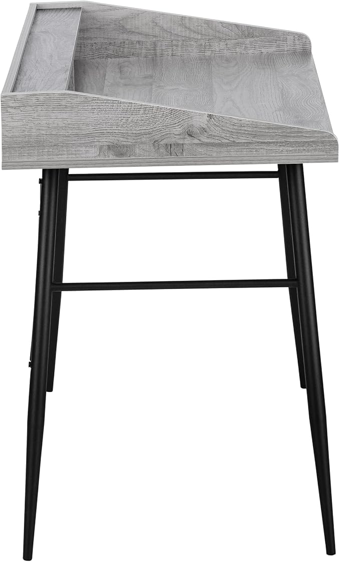 Modern Grey Computer Desk with Storage Shelves - 48 L Laptop Desk for Home Office