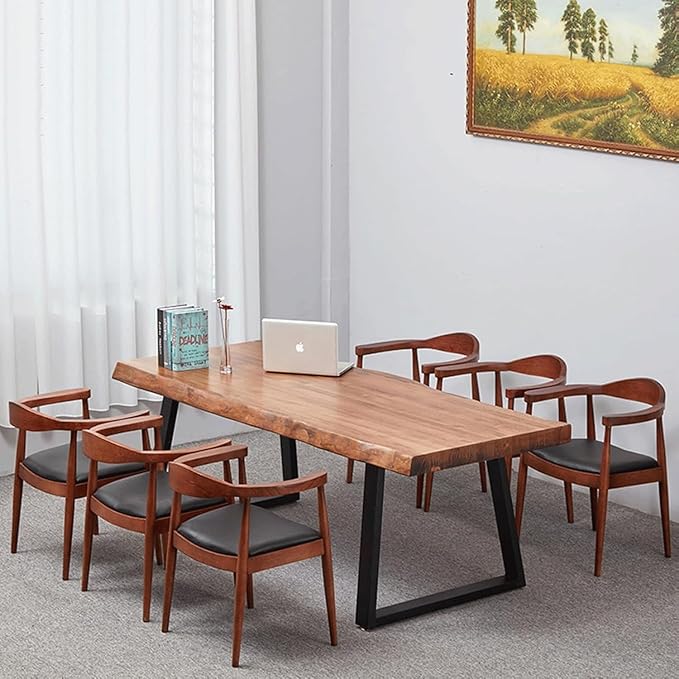 Pine computer desk modern solid wood home office desk long rural farmhouse pine dining table administrative workstation computer desk suitable for living room and dining room (47inch)