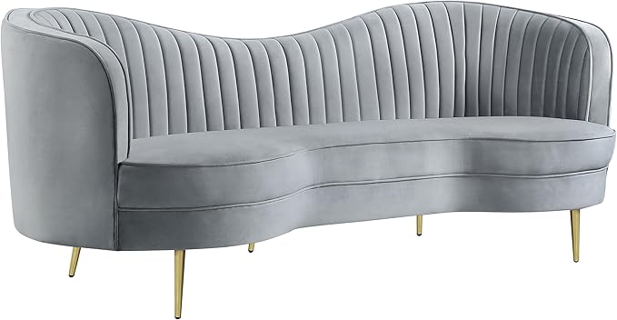 Coaster Home Furnishings - Sophia - Velvet Fabric Upholstered Channel Tufted Stationary Sofa with Inverted Camel Back - Contemporary - Living Room - Gray - 506864