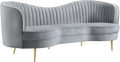 Coaster Home Furnishings - Sophia - Velvet Fabric Upholstered Channel Tufted Stationary Sofa with Inverted Camel Back - Contemporary - Living Room - Gray - 506864
