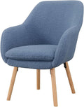 Antique Accent Chair - Comfortable Living Room Chair - Sherpa Fabric Seat - Solid Wood Legs