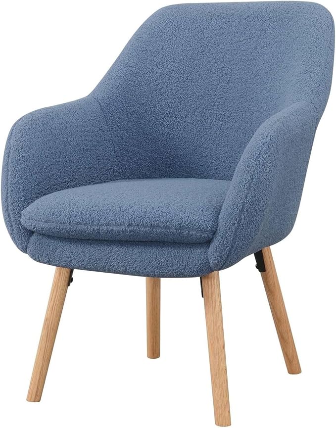Antique Accent Chair - Comfortable Living Room Chair - Sherpa Fabric Seat - Solid Wood Legs