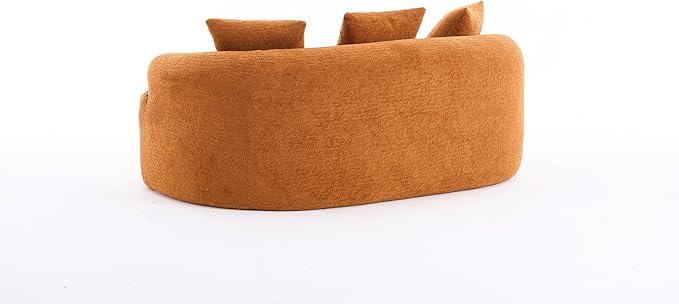 66.93 Curved Loveseat 2 Seater Soft Chenille Round Couch Cloud Sofa Deep Seat Love Seat with 2 Pillows Modern Boneless Foam Compression &amp No Assembly Comfy Small Couches for Small Spaces (Oran