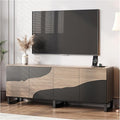 70 TV Stand with Power Outlet Black Large TV Stands for 75 Inch TV Entertainment Center TV Cabinet with Storage and Adjustable Shelf Live Edge TV Console Table for Bedroom Living Room