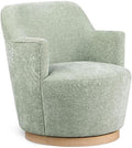 Pemberly Row Modern Accent Chair Mint Fabric Swivel Base Natural Wood Finish 26.5 W x 30.5 D x 31 H Contemporary Style for Living Room or Bedroom