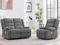52Inch Power Loveseat ReclinerElectric Reclining Loveseat SofaAdjustable Love seat Recliner Sofa for Living RoomBedroom with Charging Ports(Grey one seat+loveseat)