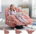 Swivel Rocker Recliner Chair – Shell Shape Manual Big Tall Single 360° Swivel Reclining Sofa with Storage Pockets | Small Space-Friendly for Living Room/Bedroom (NO Massage &amp Heat Pink)