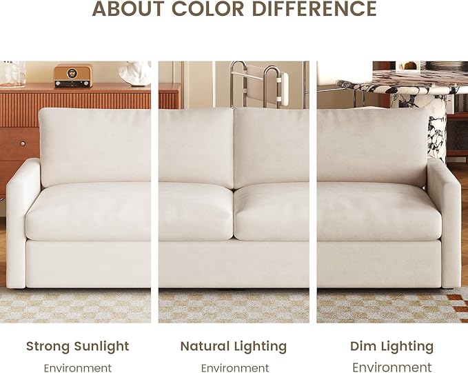 Cloud Loveseat Sofa 70 Contemporary Upholstered Oversized 2-Seater Couch for Small Spaces Comfy Loveseat for Bedroom &amp Living Room Soft Polyester Velvet Cream White