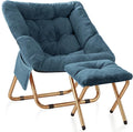Comfy Saucer Chair Foldable Living Room Chairs Soft Faux Fur Lounge Chair for Bedroom Reading Chairs for Adults Teens X-Large (Blue Grey)