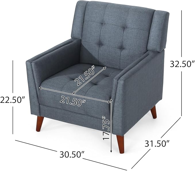 Greenmont Upholstered Armchair - Dark Grey Fabric Modern Chair for Living Room Bedroom or Office