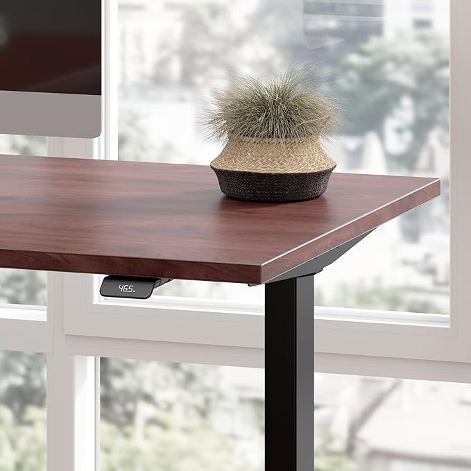 Move 40 Series by Bush Business Furniture 48W x 24D Electric Height Adjustable Standing Desk in Hansen Cherry with Black Base