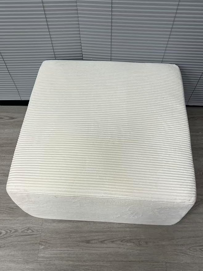 79 Convertible Sofa Bed for Small Spaces No Assembly 5-in-1 Modular Futon with Fixed Frame Removable Armrests &amp Memory Foam Mattress Corduroy Sleeper Couch (White-Ottoman)