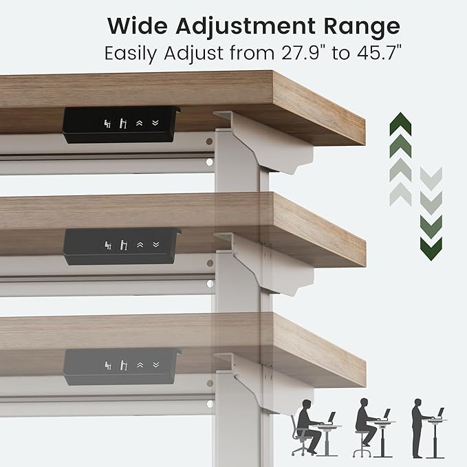 Electric Standing Desk with 2-Drawer File Cabinet Adjustable Height Executive Desk Home Office Workstation with A Engineered Wood 1.18 Solid Desktop Built-in Outlets White Walnut