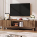 YITAHOME TV Stand for Living Room Mid Century Modern Entertainment Center for 55/60/65 inch TVs TV Console with Power Outlets &amp Adjustable Shelves Fluted Media Console (Walnut 59)