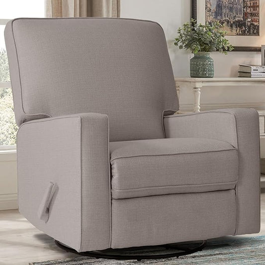 Harkawon Swivel Rocker Recliner Chair Glider Rocker Recliner Rocking Chair Nursery Fabric Chair with High Back Deep Seat for Living Room Bedroom (Brownish Grey-tan)