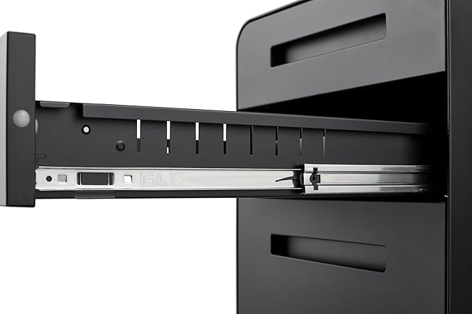 3 Drawer Mobile File Cabinet Under Desk OfficeSimple Style Versatile Storage Cabinet for Legal/Letter/A4 Files 5 Wheel Design Anti-Tilting Cold Rolled Steel Waterproof Moisture-Proof Black