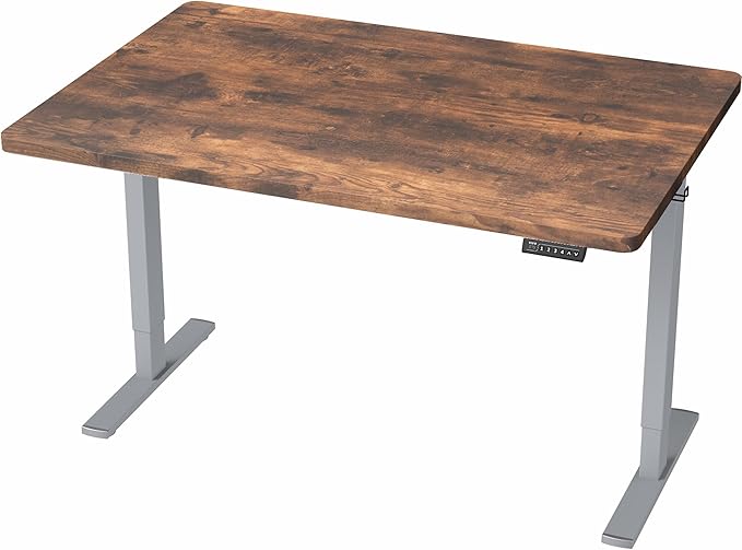 VIVO Electric 48 x 30 in Rustic Standing Desk Memory Height Adjustment 1B Series Holds 220 lbs One-Piece Vintage Brown Top Gray Frame DESK-KIT-1G5N