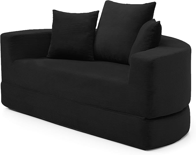 KEIKI 67 Corduroy Convertible Circular Floor Sofa BedMulti-Functional Adjustable Futon Couch for Living Room Bedroom ApartmentNo Assembly