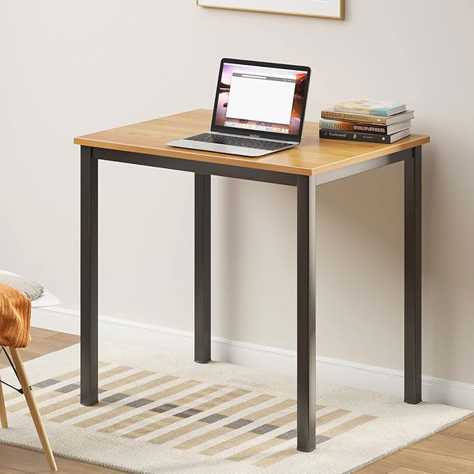 SDHYL 31.5 inches Modern Computer Desk Wooden Home Office Desk Small Writing Desk Study Table Sturdy Workstation Easy Assemble Teak (31.5L * 23.6W)