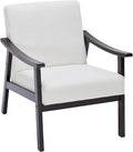 Mid-Century Accent Chair Upholstered Fabric Living Room Chair with Solid Wood Frame Modern Small Side Arm Chairs Comfy Wingback Reading Chair for Bedroom Office (Ancient White)