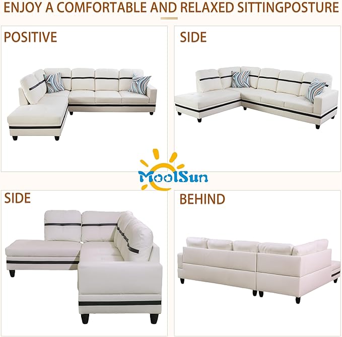 L-Shaped Combination Sofa Set Luxurious Synthetic Leather Living Room Sofa Suitable for Living Rooms Bedrooms Apartments and Offices
