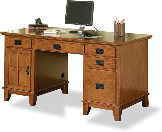 Homestyles Arts &amp Crafts Cottage Oak Pedestal Desk