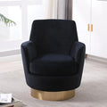 360° Swivel Barrel Accent Chair Comfy Round Accent Chairs with Gold Iron Base &amp Dual-Layer Cushion Modern Lounge Reading Armchair Upholstered Sofa Chair for Living Room Bedroom(Velvet Black)
