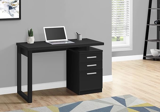 Computer Desk Home Office Laptop Left Right Set up Storage Drawers 48 l Work Black Laminate Contemporary Modern