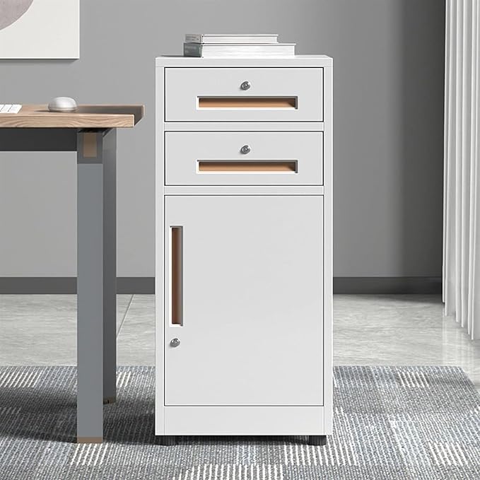 File Cabinet 2 Drawer File Cabinet Metal Steel Vertical Filing Cabinet with Lock(Color:White)