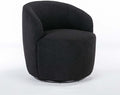 Swivel Barrel Chair with Foam FilledSwivel Accent ChairComfy Backrest Teddy Round Swivel Chair for Living Room (Black)