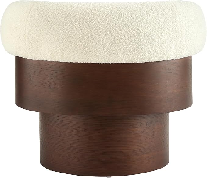 360° Swivel Barrel Chair Set of 2 Modern Curved Sculptural Swivel Barrel Chair Comfortable Fabric Upholstered Single Sofa for Living Room and Bedroom (Beige/144)
