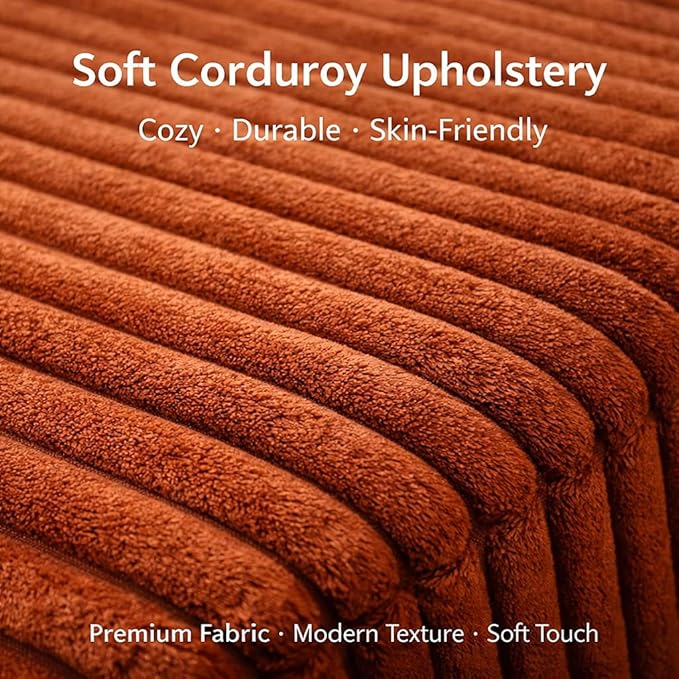 73INCH 2 in 1 Convertible Folding Couch Bed Corduroy Sleeper Sofa with Pull-Out Bed No Assembly Floor Sofa for Living Room Apartment &amp Small Spaces (Orange)