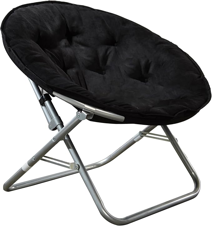 Urban Lifestyle Microsuede Foldable Saucer Chair Black 27D x 32W x 29.5H in