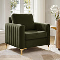 Modern Upholstered Velvet Accent Chair Velvet Armchair Club Chair with Gold Metal Legs Mid-Century Barrel Leisure Comfy Reading Chair for Livingroom Bedroom