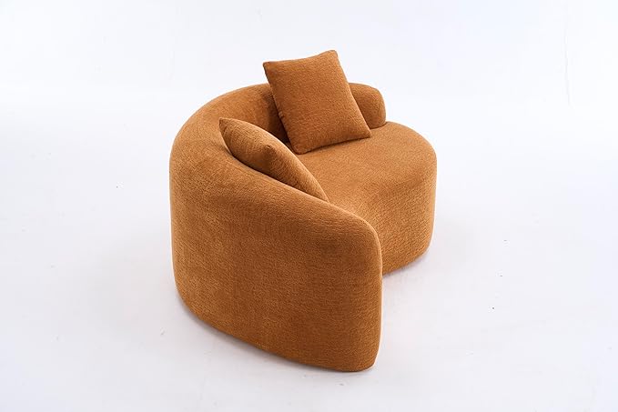 Modern Chenille S-Curved Modular Loveseat Sofa 66.9 Compression Sponge Boneless Couch No Assembly Required Cozy Upholstered Seating for Living Room Apartment Office or Meditation Space (Orange)