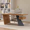 homary 63 Rustic Industrial Writing Desk Home Office Desk with Drawer Natural Wooden Desk Home Office Computer Desk
