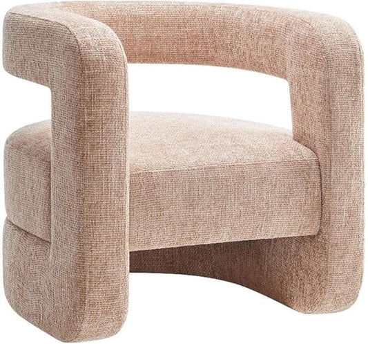 Modway Jaylin Chenille Accent Chair in Blush - Upholstered Comfy Club Chair - Modern Soft Barrel Chair - Round Leisure Accent Chair with Curved Back for Living Room Bedroom Home Office